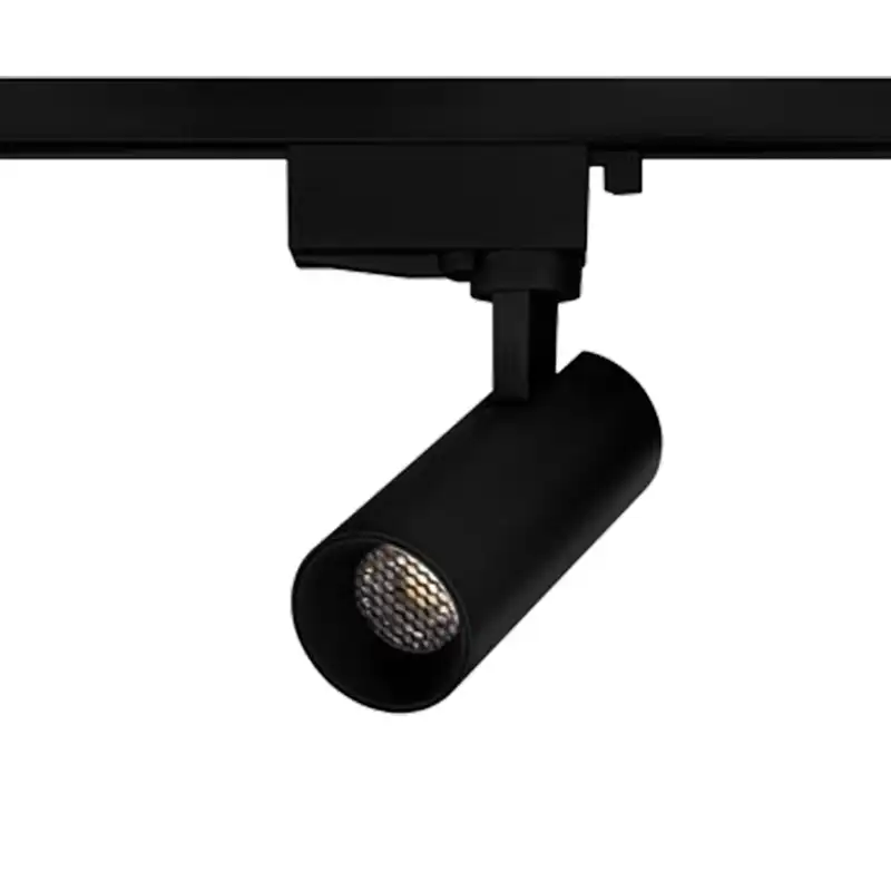 a black track light with a white background